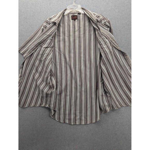 Plains Western Wear Shirt Mens XL Brown Stripe Pearl Snap Cowboy Rodeo Retro - Picture 8 of 11